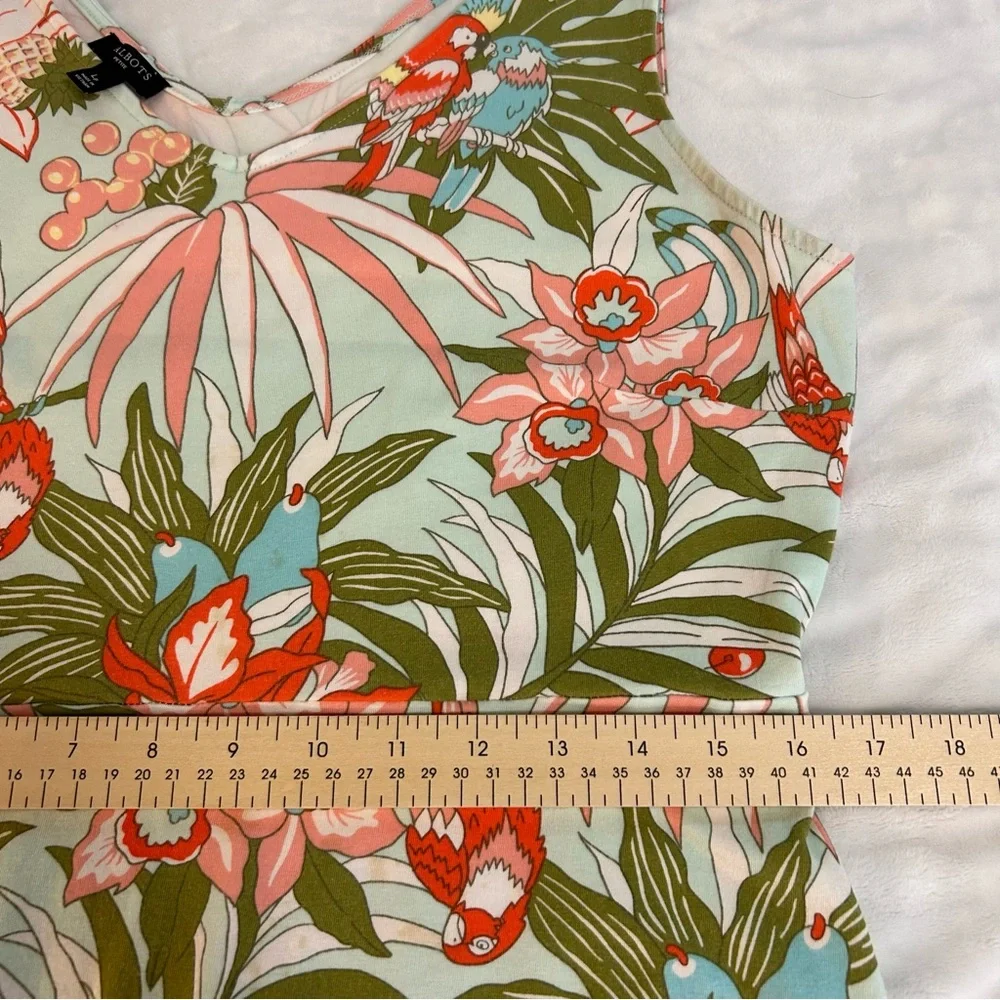 Talbots Floral Parrot Print Sleeveless Knit Maxi sz LP ResortWear Preppy Coastal - Picture 11 of 14